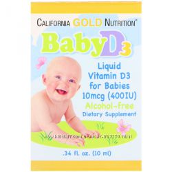 California Gold Nutrition, Витамин D3, детские капли