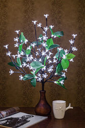 Светодиодное дерево Сакура  прозрачные цветки и зеленый лист 