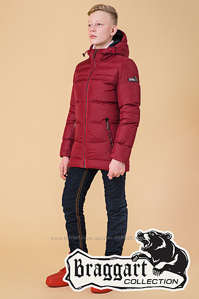 Підліткова зимова куртка Braggart Kids червона арт. 65122O р. 164
