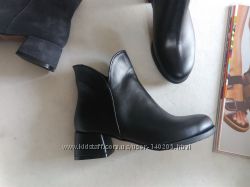 Распродажа Стильные кожаные ботильоны ботинки чёрные 