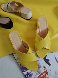 Распродажа Мюли шлёпанцы кожаные желтые от производителя