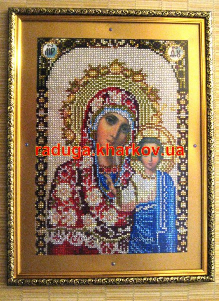 Божья Матерь Казанская, вышивка стразами, алмазная мозайка, икона, образ, лик