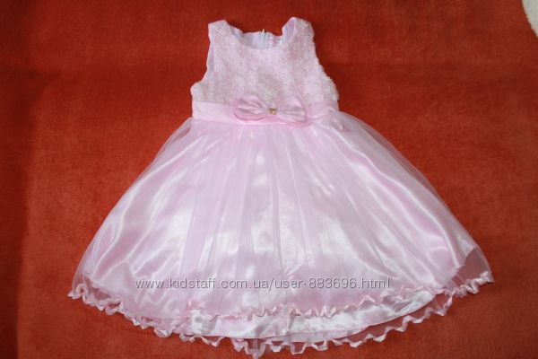 Стильное розовое праздничное платье фирмы Sunboree на 7-8 лет. 122-128 см. 