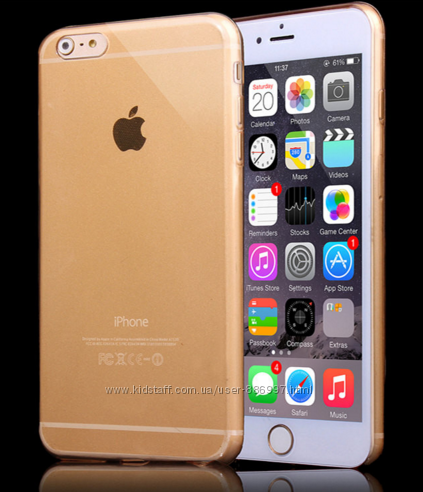 Тонкий силиконовый чехол iphone 6 PLUS золотой, прозрачны, серый