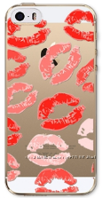 Силиконовый прозрачный чехол с поцелуями для iphone 55S