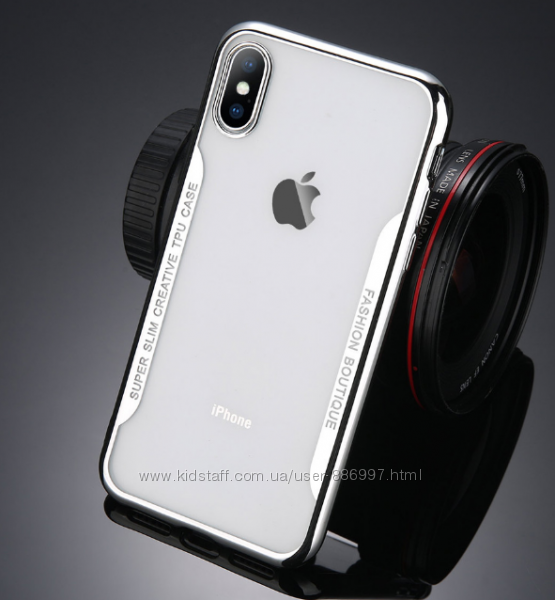 Силиконовый чехол Super Slim Creative TPU с серебряными ободами iphone X