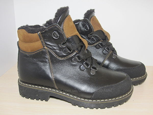 Зимние кожаные ботинки для мальчика Берегиня арт. 2128 р. 32-39 
