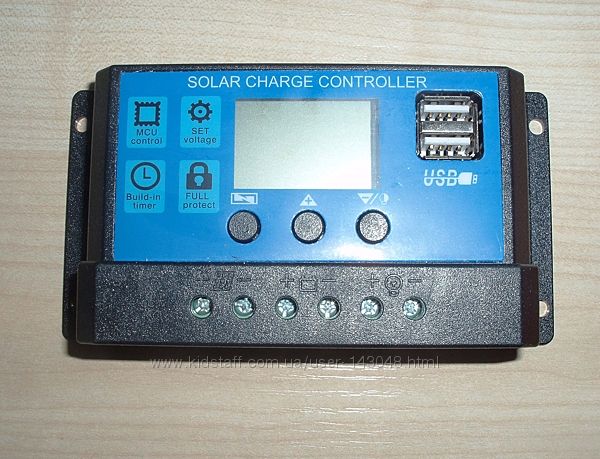 Солнечный контроллер заряда RBL-20A 24V-12V 20A с дисплеем  2USB гнездо