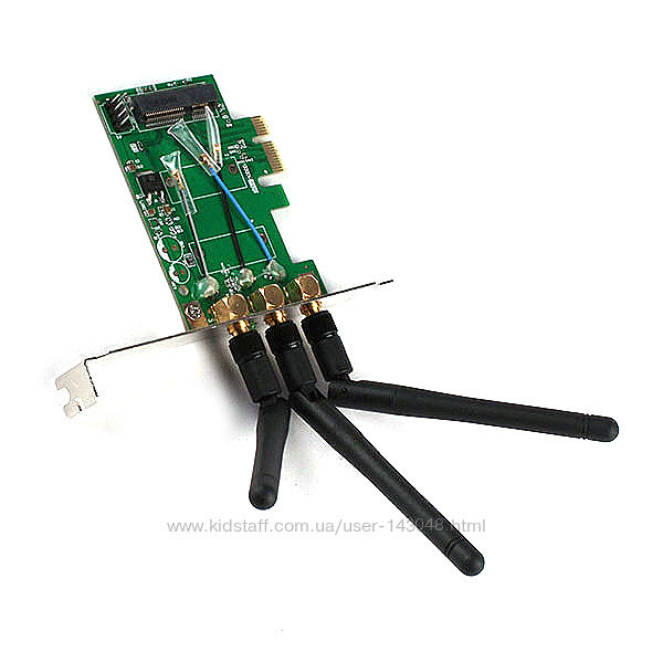 HEXIN-108A Адаптер PCI-E 1x mini PCIE Wi-Fi MIMO 3 антенны RP-SMA link Adap