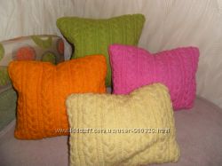 Подушки handmade разноцветные  вязаные