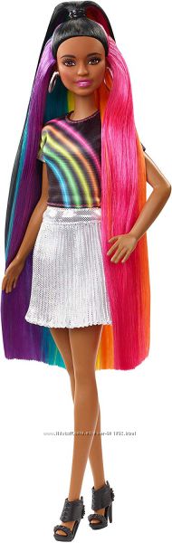 Темная кукла Барби Радужное сияние волос Barbie Rainbow Sparkle Hair Doll