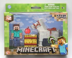 Стив и белый конь Майнкрафт Minecraft Steve with White Horse белая лошадь 
