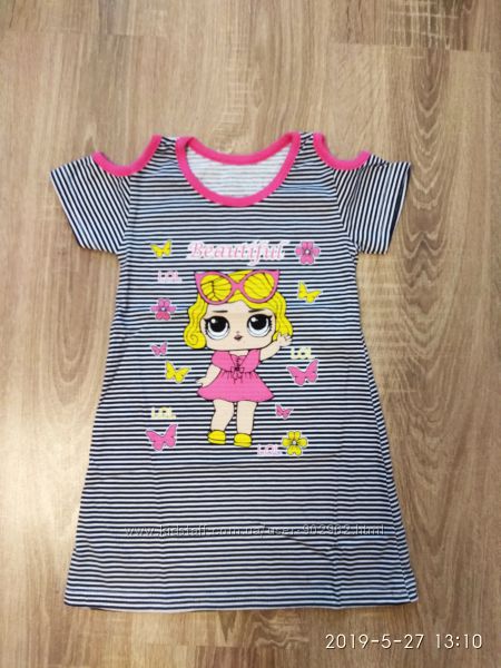 Супер летнее платье для девочек с куклой Лол 98-104 размер