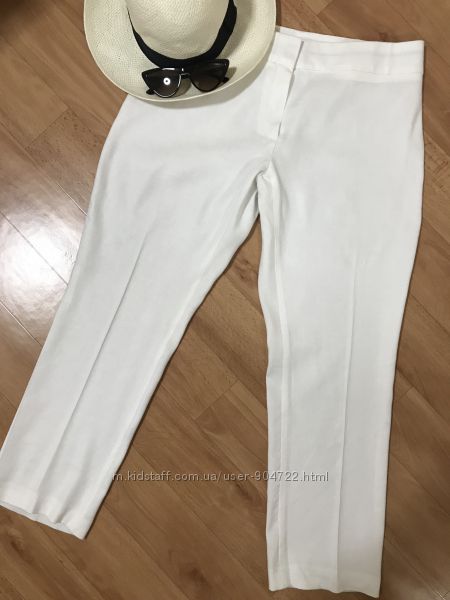 Белые брюки лён штаны укороченные кюлоты капри