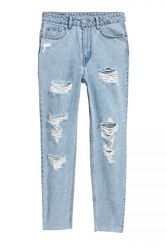 Рваные джинсы мом голубые от hm slim mom jeans 