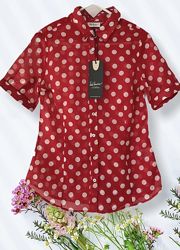 Дизайнерская хлопковая блузка в горох LUIS TRENKER, xs.