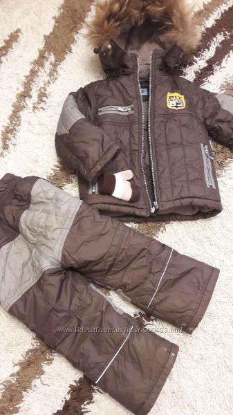зимний комплект куртка и комбез в подарок - варежки 