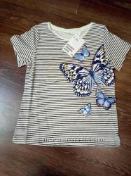 Новая милая футболка для девочки с бабочками рост 110-116