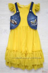Костюм 2-ка жовта сукня і джинсова жилетка Micro