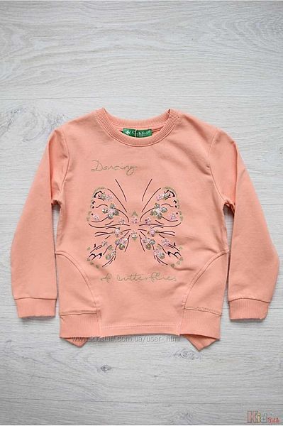 Світшот персикового кольору з метеликом для дівчинки Cichlid