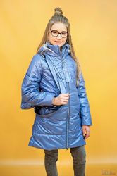 Куртка весняна подовжена для дівчинки блакитного кольору Anernuo