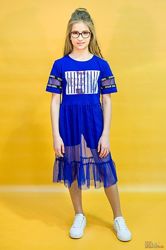 Костюм 2-ка туніка шорти синього кольору для стильної дівчинки Studio Kids