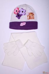Комплект 3-ка шапка, шарф, перчатки для дівчинки рожевого кольору Winx