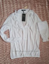 Нарядная деловая школьная белая блуза блузка рубашка