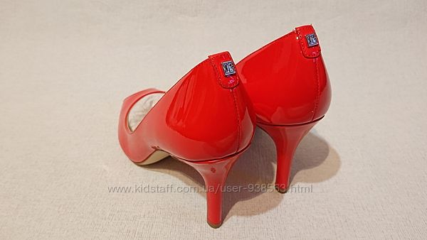 Женские туфли с открытым носком Ivanka Trump 40 41 лаковая кожа красные