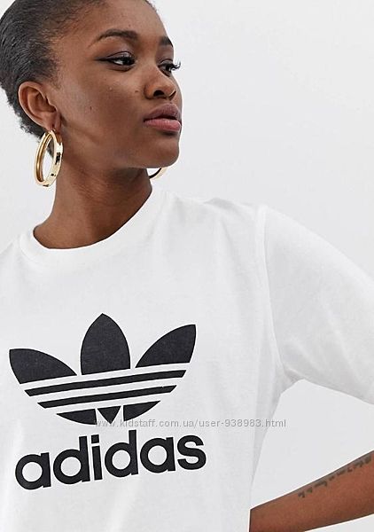 Белая oversize футболка adidas originals с логотипом