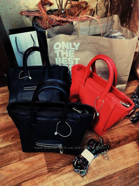 Сумка celine bag , Селин мини реплика в красном и черном цвете