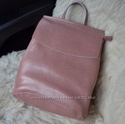 Сумка рюкзак трансформер в натурльной коже красивый розовый цвет