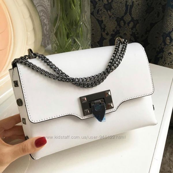 женская кожаная сумка Италия кросс боди на плечо ремешок цепочка Валентино