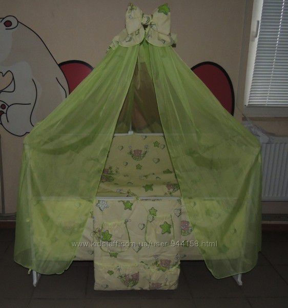 445грн Gold 9 в 1 Детское постельное белье в кроватку салат Тедди в гамаке