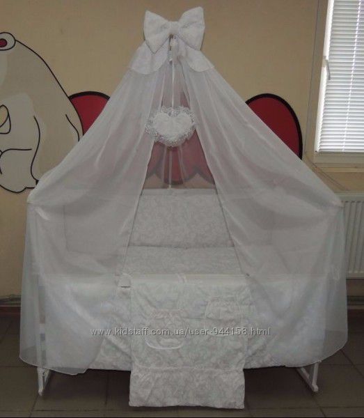 570грн Gold 9 в 1 Жаккард Детское постельное белье в кров белое Подарочный 