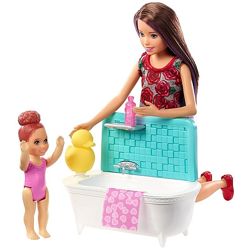 Barbie Skipper Bathtime Кукла Барби няня, купание. В наличии