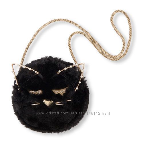 Меховая сумочка  черный  кот Cat Fuzzy Circle Bag  Children&acutes Place