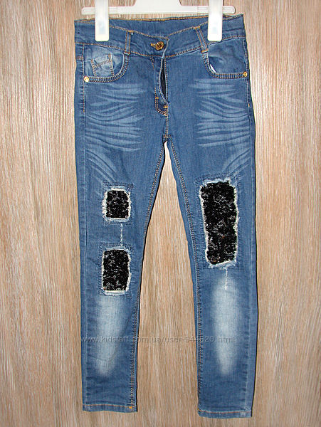 Модные джинсы Sercino с паетками 134-140 р.
