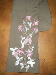 летние женские брюки из натур. тканивышивка