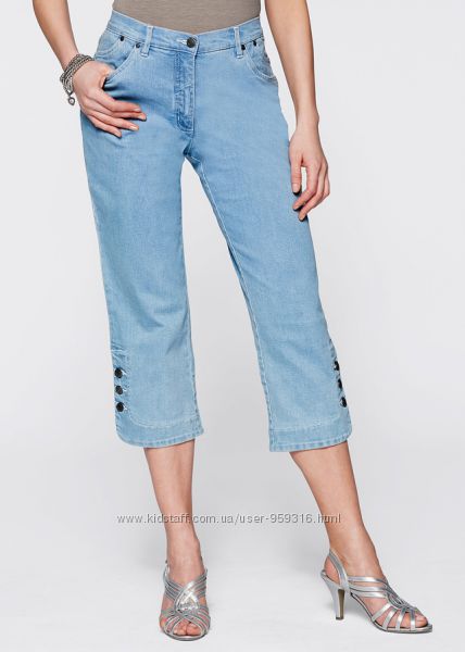 джинсовые бриджи, летние, цвет сине-серый, капри,  наш 42, 44, S размер