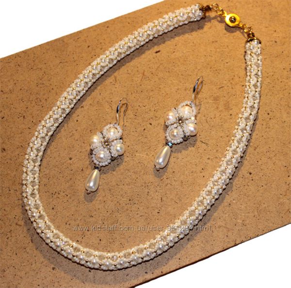 Жгут жемчужный, жгут хрустальный, ожерелье жемчужное 