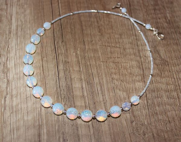 Свадебное праздничное ожерелье, лунный камень, опалит, подарок девушке 