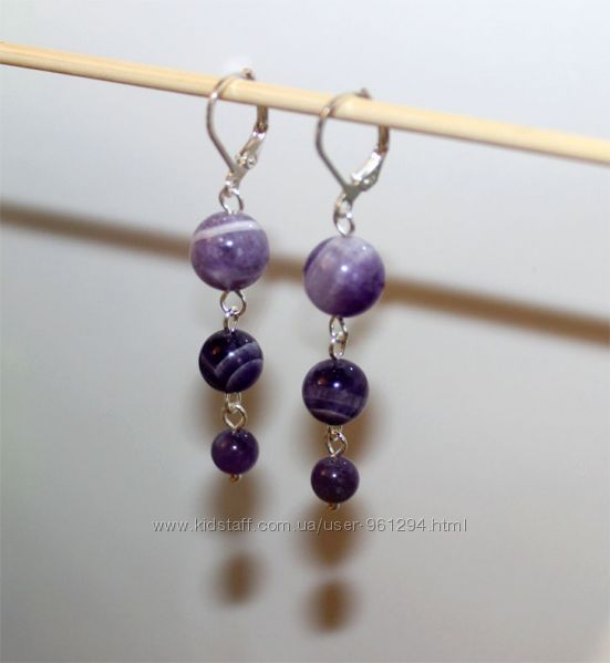 Посеребрённые серьги с аметистом