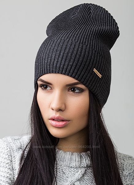 Подовжена жіноча шапка в рубчик, двошарова, 4 кольора в наявності