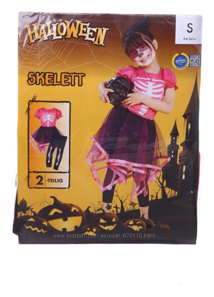  Маскарадный костюм скелета на Хэллоуин 4-6 лет 