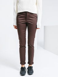 Базовые коричневые брюки Mango 34 размер, хлопок, пролет