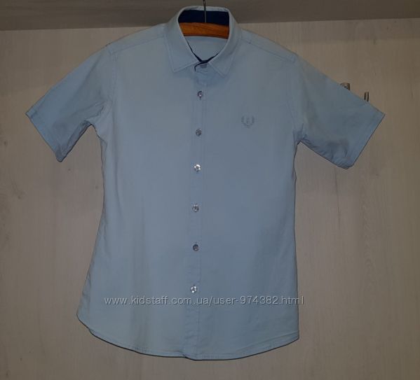 Рубашка A-yugi голубая с коротким рукавом 152-158