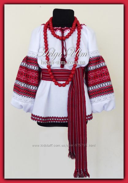 Туніка-блуза дитяча з вишивкою и натуральним мереживом Грушка