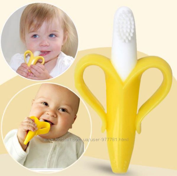 Акция Детская Зубная щетка-грызун в форме банана и кукурузки.