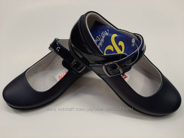 Туфли для девочки синий Т - 2д. Кожа. Украина.